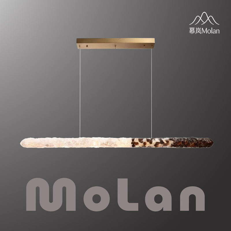 Italian-Style Light Luxury Natural Crystal Chandelier, Linear Crystal Chandelier, Restaurant Bar Island Crystal Chandelier