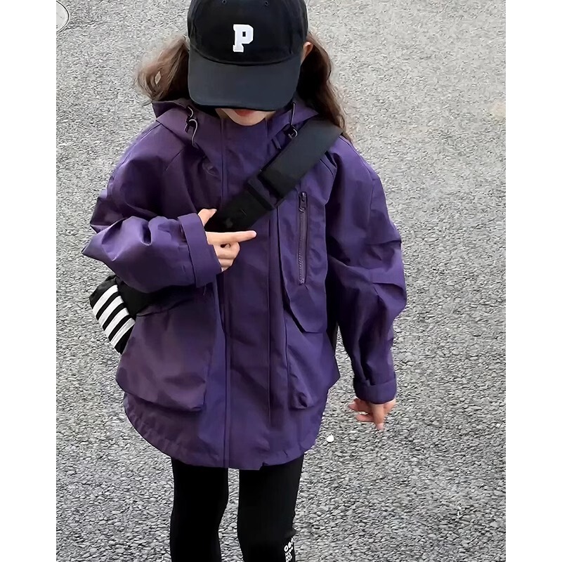 French Uamtor Girls' Jacket, Autumn and Winter 2026 New Children's Three-In-One Trendy and Cool Outfit, Loose and Stylish
