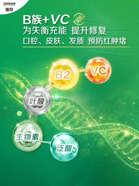 Sencun Advanced Vitamin B Complex Green Bottle Folic Acid Zinc Selenium B12 B3 B6 for Middle-Aged and Elderly Adults Men and Women Official Genuine Product