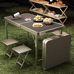 Outdoor Folding Table Dining Table For Home Portable Adjustable Camping Picnic Stall Stall Storage Night Market Table and Chair Table
