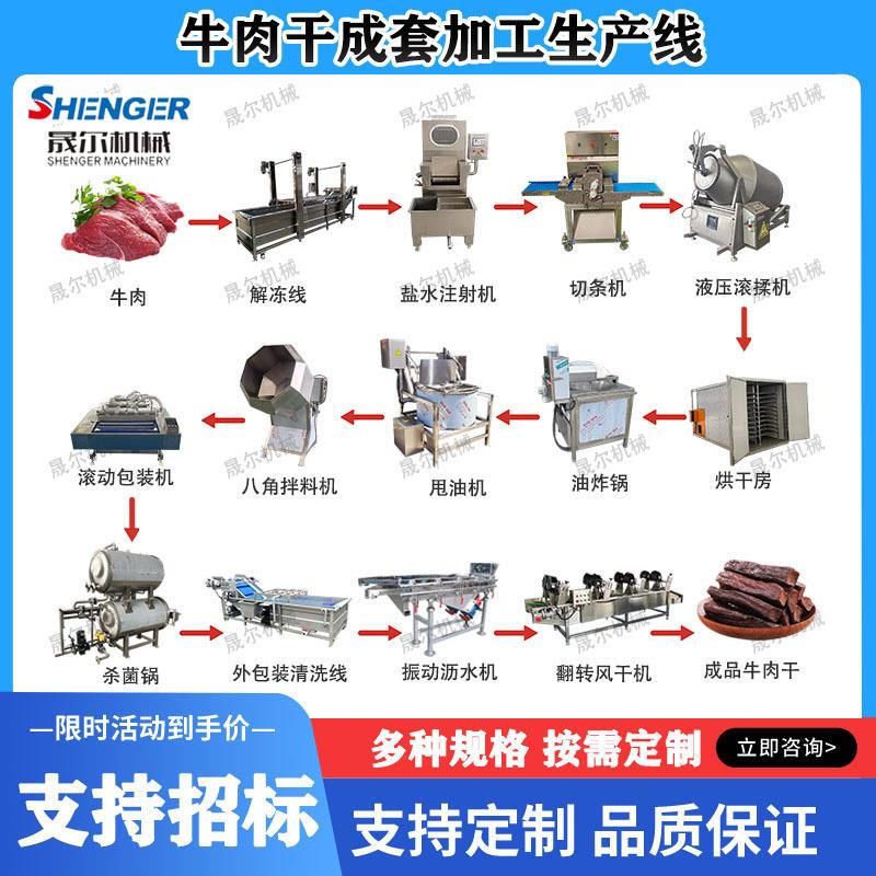 Complete set of shredded beef jerky processing equipment, complete set of jerky production line, large complete set of beef jerky assembly line