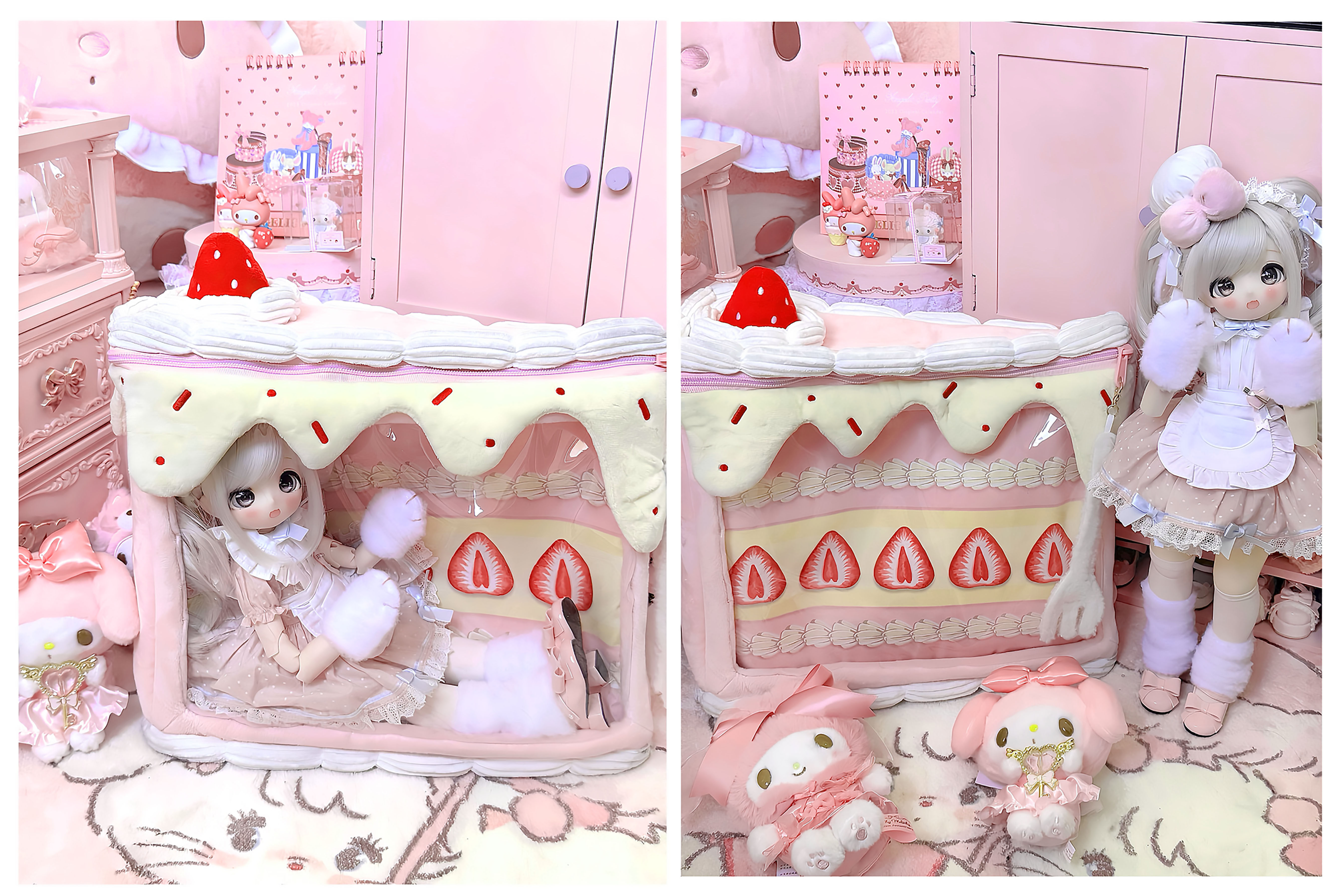 bjd场景道具娃屋 二团特价现货不退换 [草莓蛋糕]毛绒包  可爱娃包痛包bjd娃包