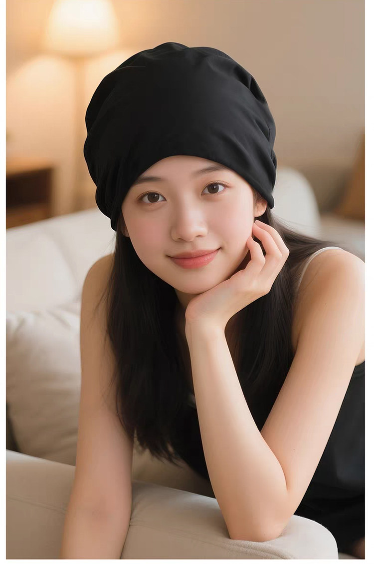 双层棉月子帽秋冬产妇纯色睡觉可戴产后防风保暖大头围孕妇帽子女 — 4