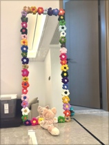 diy puff flower mirror transformation material edging full body mirror puff flower creative handmade floor mirror frame decoration