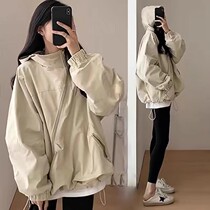 French FAD ZOMO maternity coat spring and autumn fashionable casual loose hooded top slim sweet and cool two-piece set