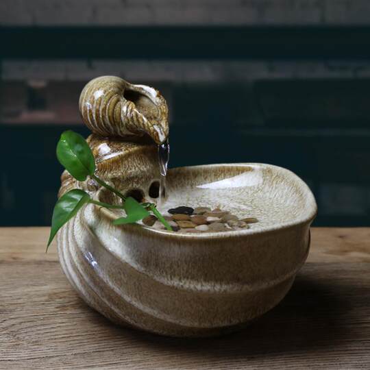 Desktop Ceramic Flowing Water Ornaments for Home Living Room to Attract Wealth, Small Fountain, Office Water Landscape, Chinese Creative Water Circulation