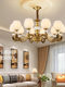 European-Style All-Copper Chandelier, Living Room Lighting, American-Style Light Luxury Bedroom, Study, Dining Room, 2024 New Model, Jade and Marble Lighting Fixtures