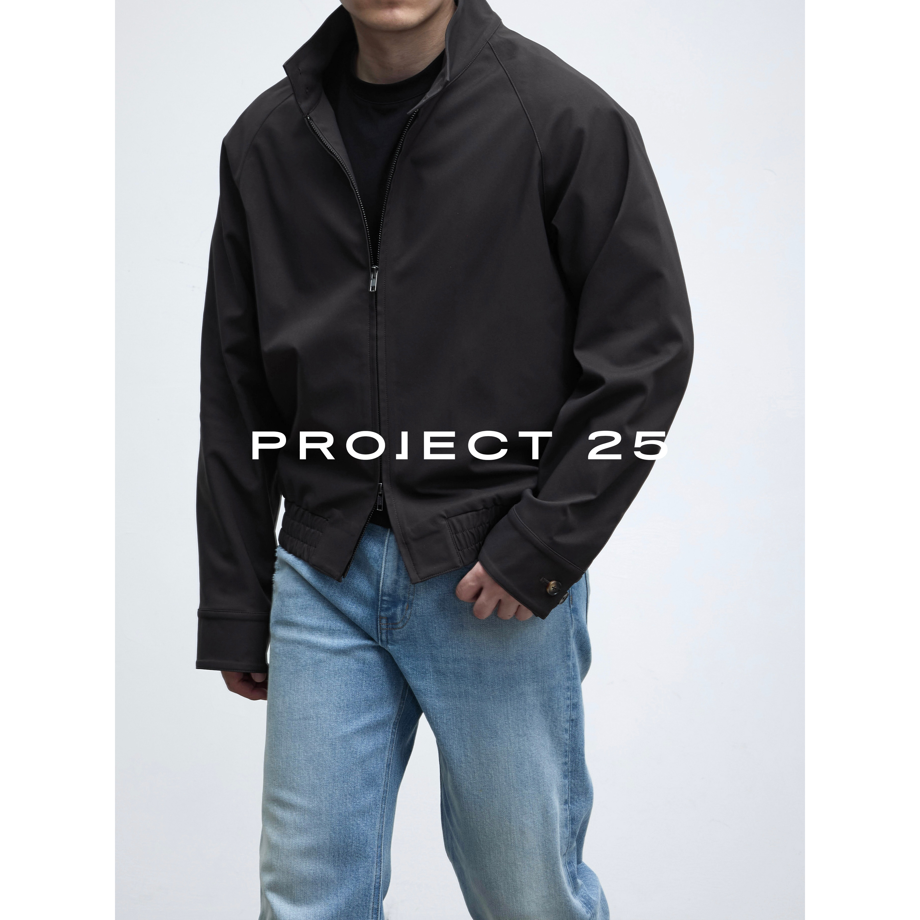 PROJECT 25 ハリントンショートシルエットスタンドカラージャケットシンプルハイエンドカジュアル通勤ジャケットメンズ