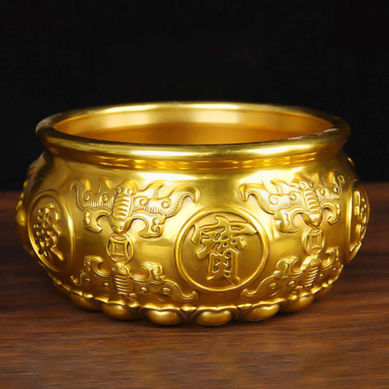 Pure Copper Wealth-Attracting Ornament for Living Room, Entrance, Office Desk Decoration, New Store Opening, Housewarming Gift