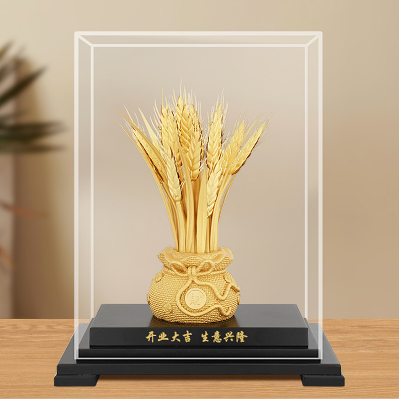 Large Gold Foil Wheat Spike Ornament for Attracting Wealth, Barley Decoration for Living Room, Office, Store Opening, Company Housewarming Gift Large Gold Foil Wheat Spike Ornament for Attracting Wealth, Barley Decoration for Living Room, Office, Store Opening, Company Housewarming Gift