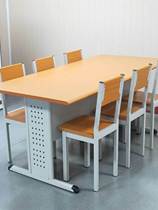 Steel-wood reading table library chair reading room table and chair combination reading table steel bookshelf school training table