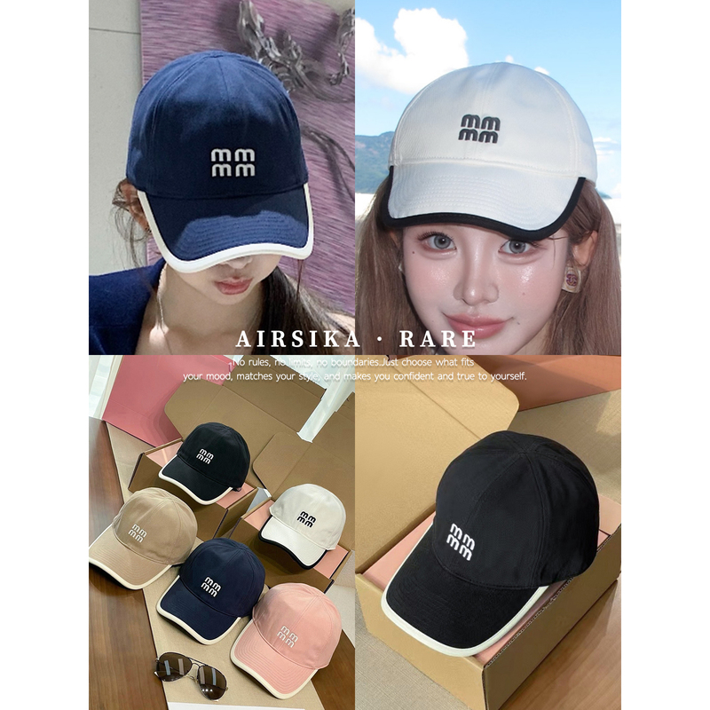 Airsika/Close Your Eyes and Buy It~ Double-Layer Letter Logo Embroidered White-Edged Baseball Cap for Women, Sunshade and Sun Protection