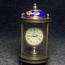 Cloisonné dome clock brass pure copper return old mechanical clock antique antique collection old-fashioned