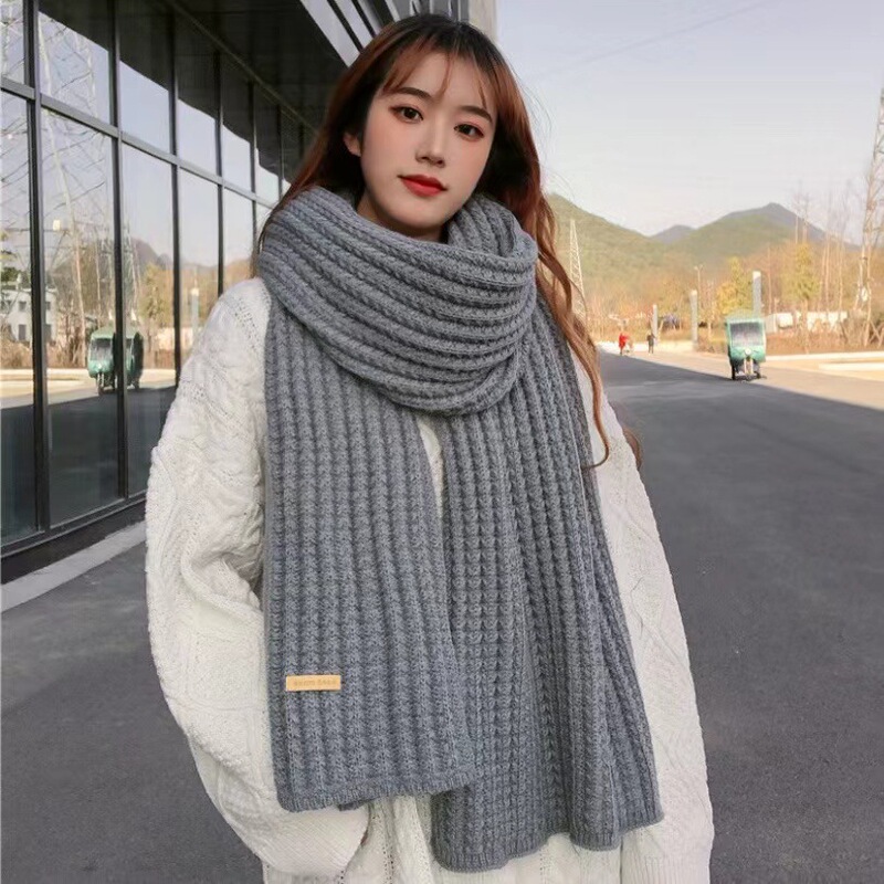 Winter Scarf for Women 2023 New Korean Style Knitted Wool Scarf Thickened Warm Windproof Student Cute Versatile