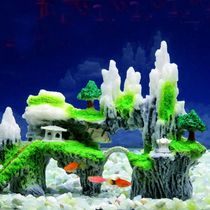 Fish tank rockery landscaping fake stone decorative landscaping stone fish and shrimp shelter house simulated water plants and small ornaments package