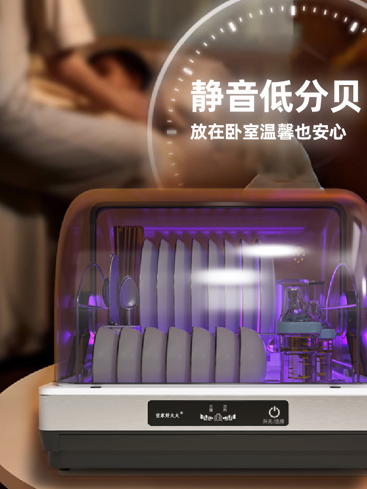 Haotaitai Disinfection Cabinet for Home Use, Small Dish and Cutlery Dryer, Mercury-Free Uv, Countertop Tabletop Dishwasher, No Draining Needed