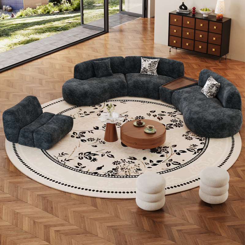 Retro-Style Semi-Circular Irregular-Shaped Sofa for Rest Area, Reception, Beauty Salon, Sales Office, Hotel Lobby, and Office Retro-Style Semi-Circular Irregular-Shaped Sofa for Rest Area, Reception, Beauty Salon, Sales Office, Hotel Lobby, and Office