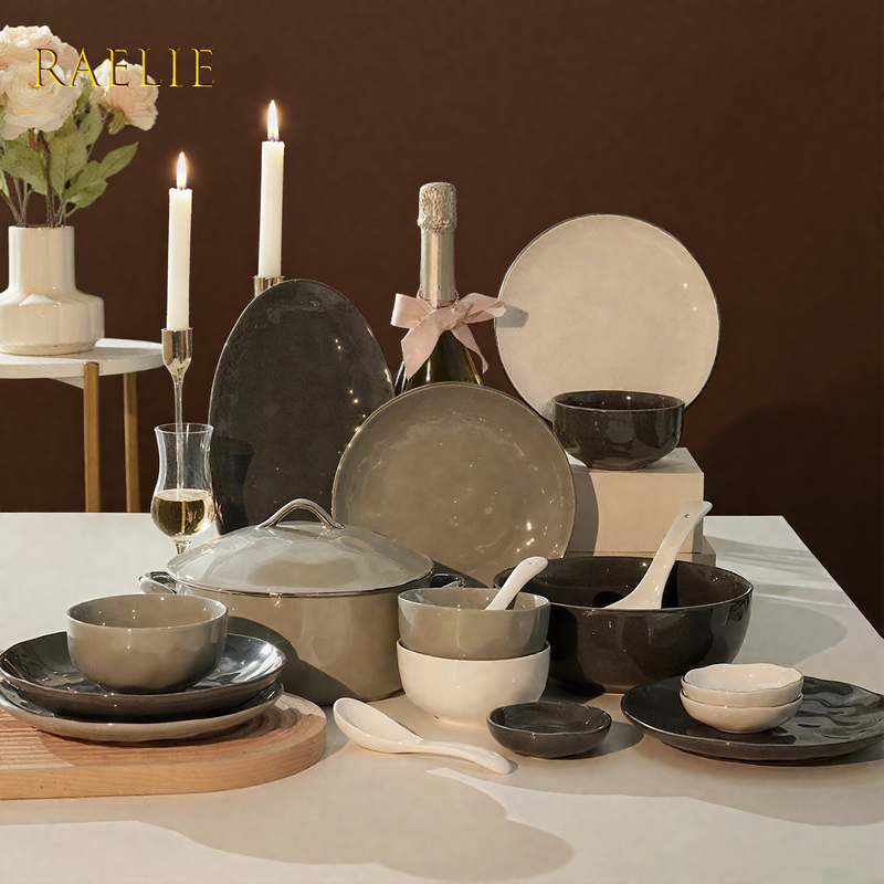 Raelie Light Luxury Bowl and Plate Set for Home Use, Popular Online, Housewarming Gift, Bowl, Chopsticks, and Plate Combination, Modern and High-End Feel