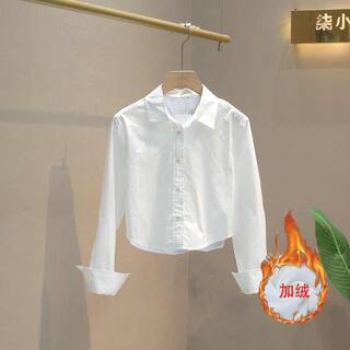 加绒/常规~冬季女装小个子衬衣设计小众休闲上衣百搭短款长袖衬衫