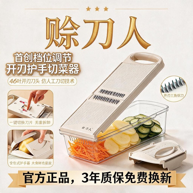 【Shaiduo Ren Genuine Product】Multifunctional Vegetable Cutting Tool That Doesn'T Hurt Your Hands, No Need to Change Blades, for Home Use, Can Slice, Shred, and Cut into Strips 【Shaiduo Ren Genuine Product】Multifunctional Vegetable Cutting Tool That Doesn'T Hurt Your Hands, No Need to Change Blades, for Home Use, Can Slice, Shred, and Cut into Strips
