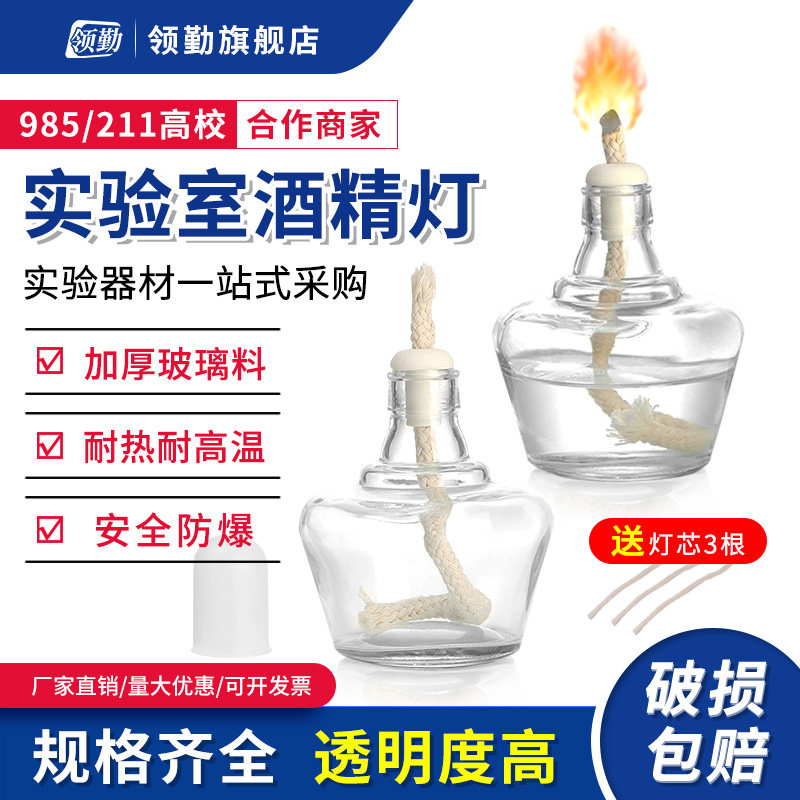 领勤 玻璃酒精灯 不锈钢酒精灯 60/150/250ml 实验室迷你防爆酒精灯灯芯 加热套装艾灸煮茶架子 实验玻璃器皿