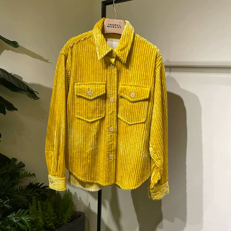 Прямая рассылка Isabel Marant FW23 Осень-зима чистый корда Cordy Cordy Cordy Cordy большой двойной карман двойная куртка