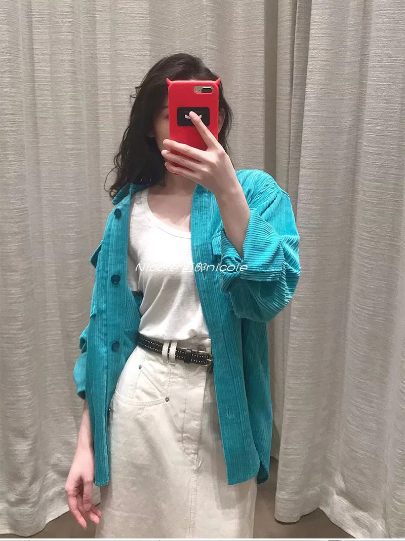Прямая рассылка Isabel Marant FW23 Осень-зима чистый корда Cordy Cordy Cordy Cordy большой двойной карман двойная куртка