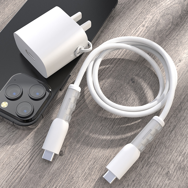 New data line Apple 15 protective sleeve suitable for iPhone12 13promax 14 ipad2023 bite wire instrumental Apple 20W quick-filling head silicone shell anti-fold