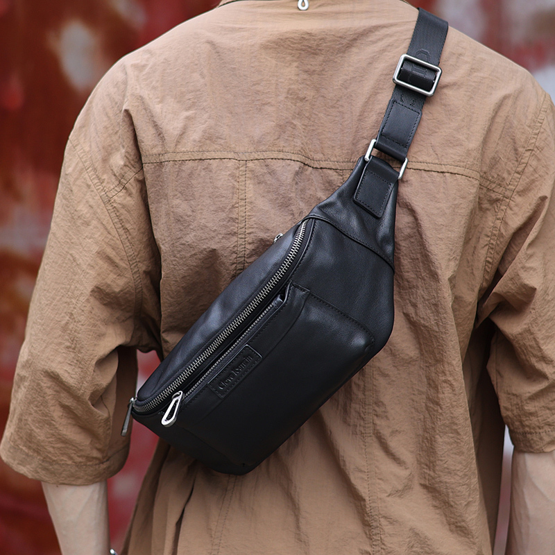 Clovekxmzin Genuine Leather Men's Chest Bag Casual Versatile Waist Bag First Layer Cowhide Commuter Men's Crossbody Bag Trendy Clovekxmzin Genuine Leather Men's Chest Bag Casual Versatile Waist Bag First Layer Cowhide Commuter Men's Crossbody Bag Trendy