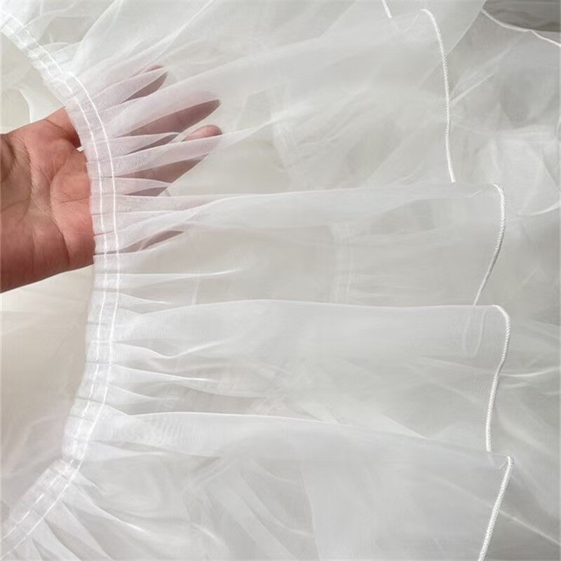 20cm Wide White Pleated Ruffled Organza Lace Clothing Skirt Hem DIY Decorative Accessories