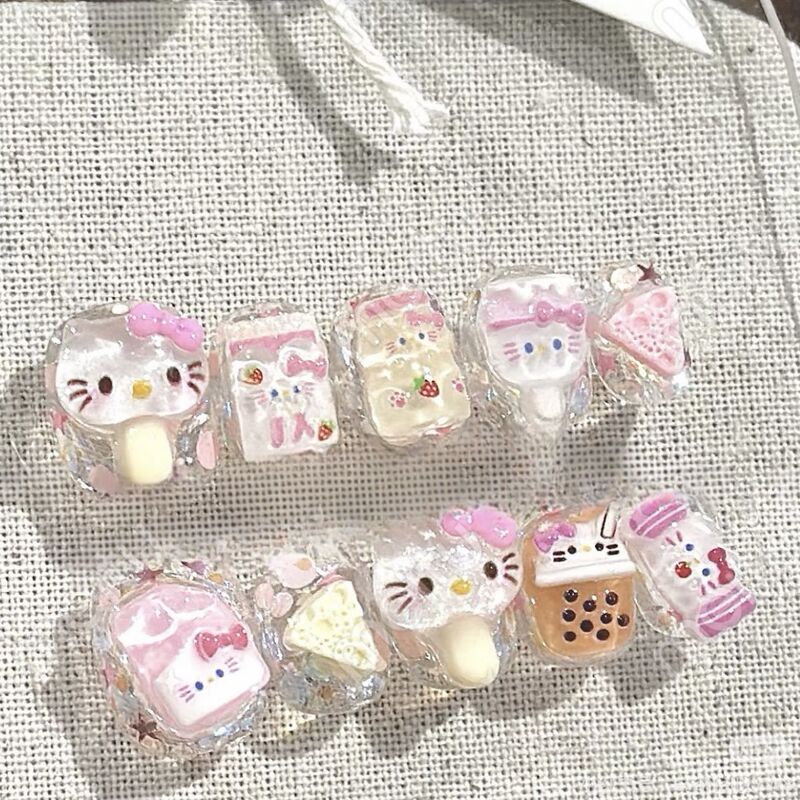 [Handmade] Internet-Famous New Y2K Millennial Hot Girl Cute Girl Kitty Handmade Nail Stickers