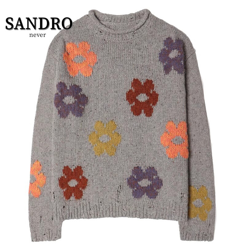 Nordic Wind Seahorse Fur Wool Floral Wool Floral Burgundy Sweater Woman Autumn/Winter Reduction and Thickened Retro Woolen Sweatshirt-Taobao