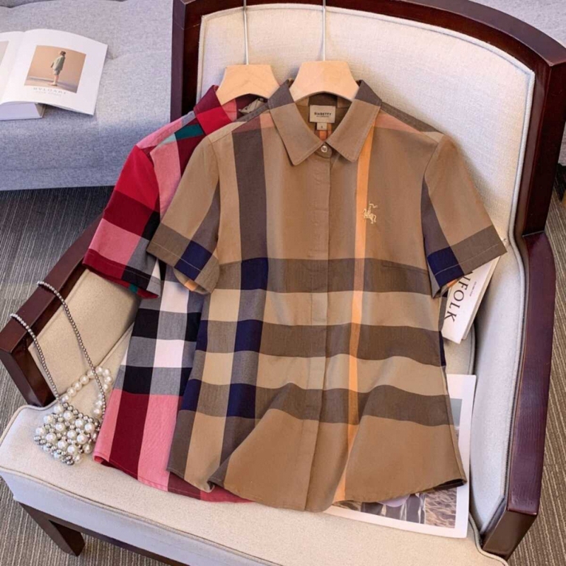 European and American High-End Women's Short-Sleeved Plaid Shirts for Civil Servants, Ceos, Lawyers, Team Uniforms, Bushbury Authentic Products European and American High-End Women's Short-Sleeved Plaid Shirts for Civil Servants, Ceos, Lawyers, Team Uniforms, Bushbury Authentic Products