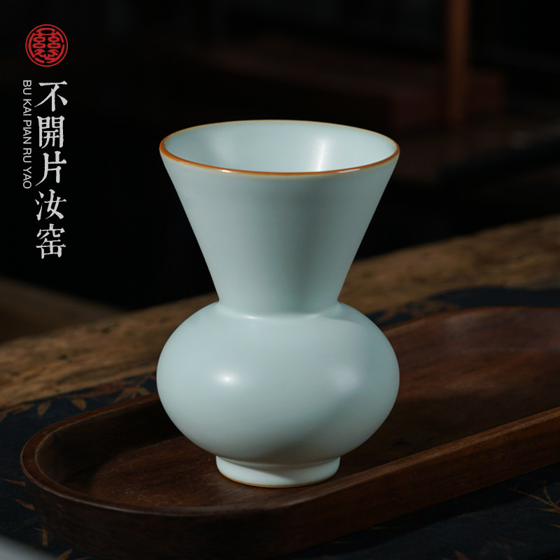 Ru Kiln Small Flower Bottle Pendulum in Jingdezhen Antique Ceramic Living Room Flower Arrangement Porcelain Light Lavish Ru Porcelain With Perfume Bottle Gift Boxes-Taobao