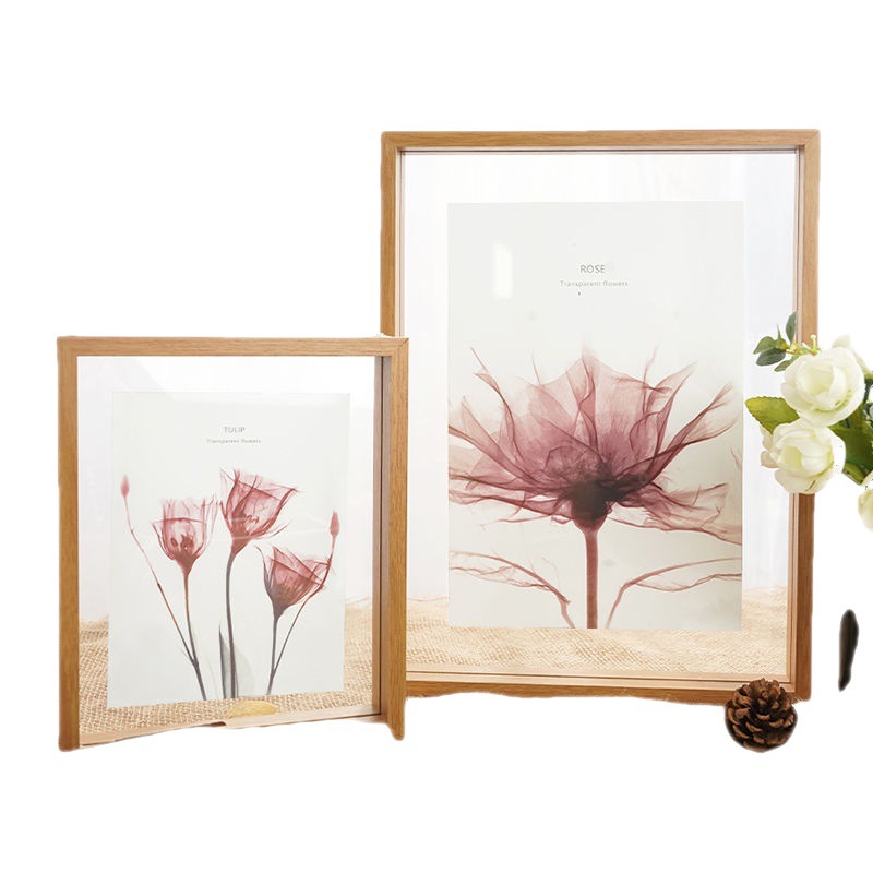Clay frame Double face transparent glass photo frame album leaves dry flower plant specimen transparent like frame swing table-Taobao