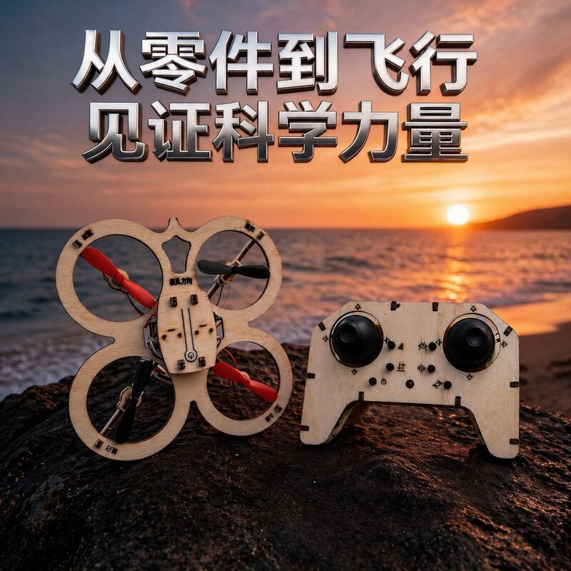 Wooden Assembly Drone Remote Control Aircraft DIY Kit Wooden Assembly Drone Handmade Self-Assembly