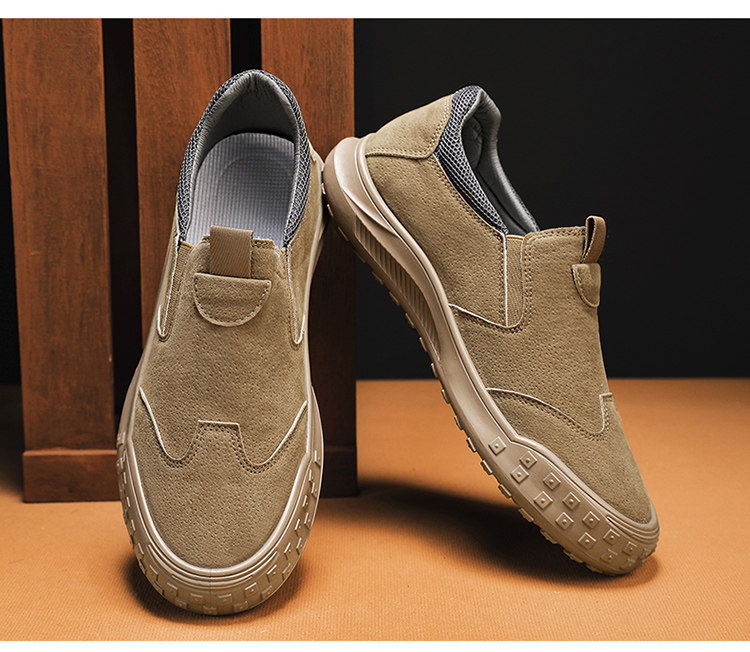 Herren Slipper Aus Khakifarbenem Wildleder Für Alltag Und Beruf_voghion.com