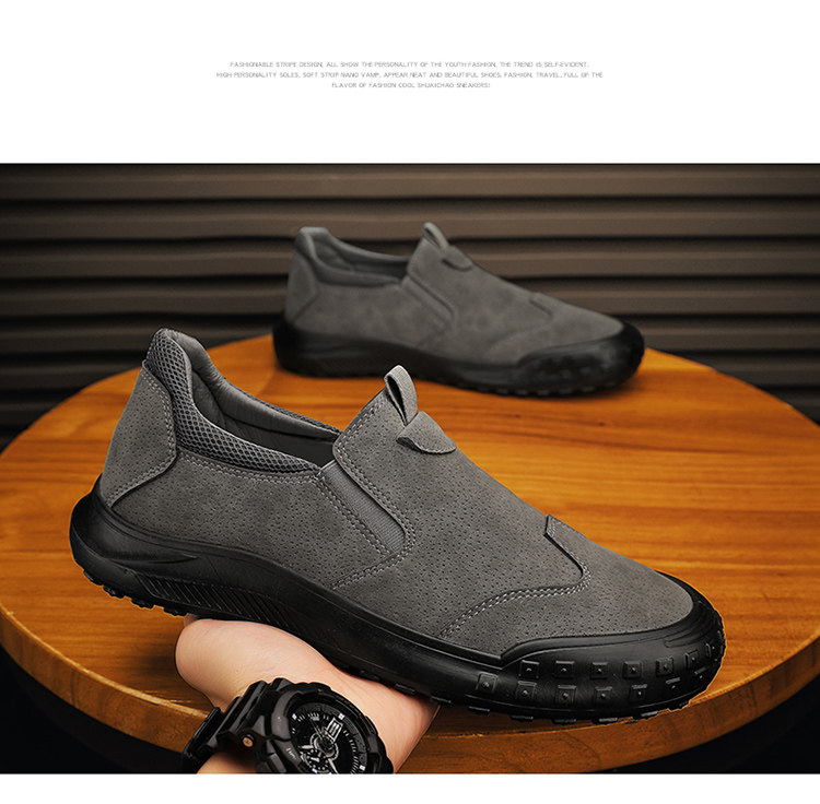 Herren Slipper Aus Khakifarbenem Wildleder Für Alltag Und Beruf_voghion.com