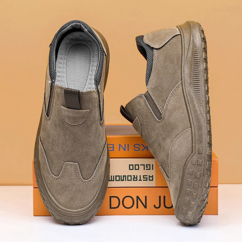 Khakifarbene Herren-Freizeitschuhe aus Wildleder zum Hineinschlüpfen | Rutschfest, bequem, strapazierfähig – ideal für Beruf und Alltag_voghion.com