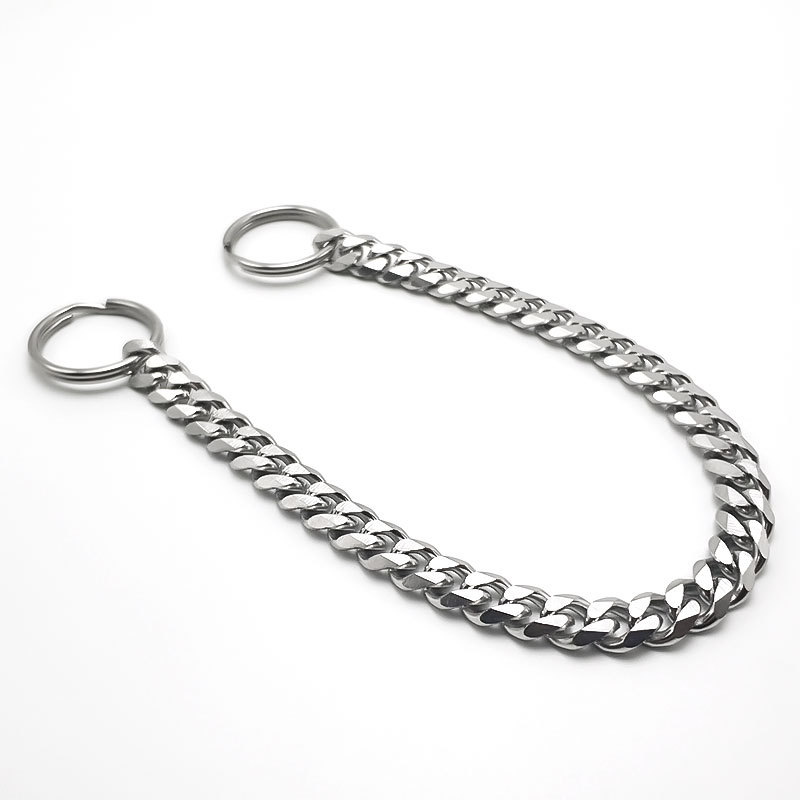 Long Chain Six-Sided Polished Stainless Steel Chain Men's Anti-Lost Waist Hanging Keychain Bag Strap Accessory with Connecting Rope