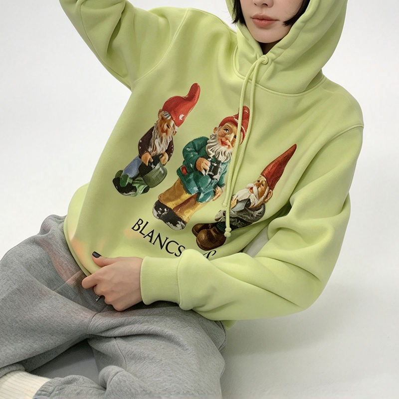 Cartoon Print Hooded Sweatshirt for Women 2026 Autumn and Winter New Fashion Versatile Loose Casual Green Long-Sleeved Top Cartoon Print Hooded Sweatshirt for Women 2026 Autumn and Winter New Fashion Versatile Loose Casual Green Long-Sleeved Top