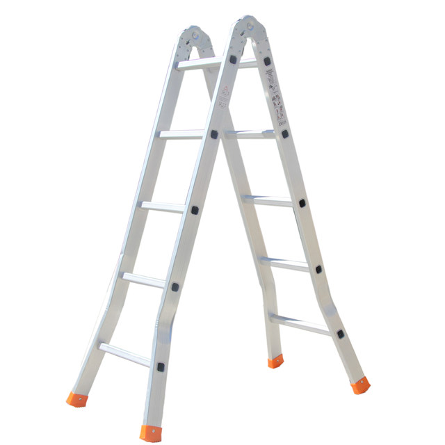ladder ຄົວເຮືອນພັບຫນາ 2.5 ແມັດອະລູມິນຽມໂລຫະປະສົມ herringbone ladder telescopic ladder mobile staircase engineering ladder dual-purpose ladder