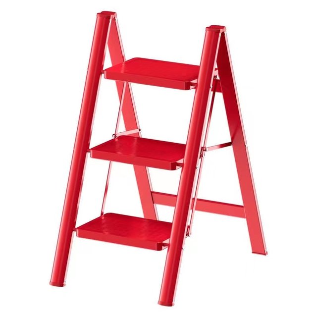 Kentair ladder housewarming ເຮືອນພັບ herringbone ladder indoor multi-functional stair stool widening ladder step by step ສີແດງ