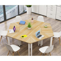 Small trapezoidal conference table creative hexagonal table training table combination simple modern office desk single table length