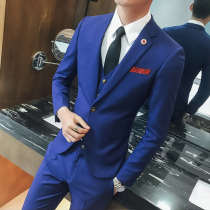 Groom suit suit Mens wedding dress three-piece suit Korean version slim formal dress Best man costume Photo studio small suit