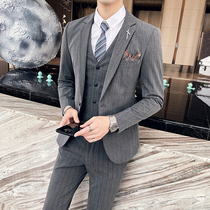 Suit suit suit mens three-piece slim groom groom wedding dress suit professional work dress jacket