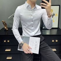 2021 autumn winter mens shirt mens long sleeve autumn high-end slim business casual shirt mens groom wedding inch shirt