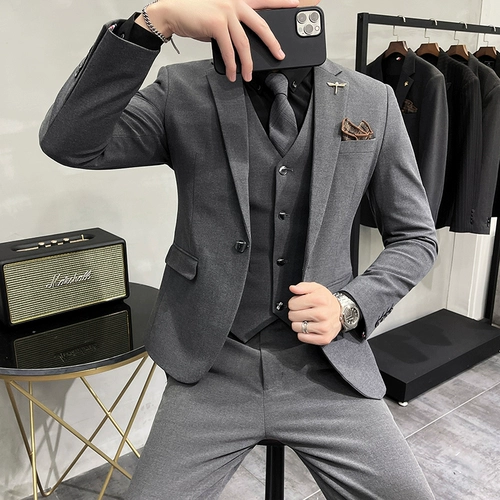 Демисезонный трендовый классический костюм для отдыха, свадебное платье, в корейском стиле, облегающий крой, большой размер