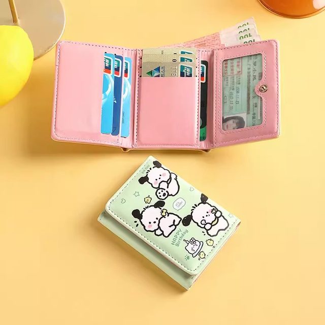 Tri-fold wallet female niche personality high-end cute cartoon small coin purse student short folding wallet card bag