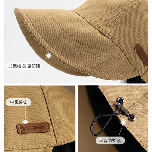 Шляпа с спиной шляпа Женщина Большая Глава Рыбак Шляпа 2024 Новая большая шляпа солнцезащитный крем солнцезащитный крем на открытом воздухе.